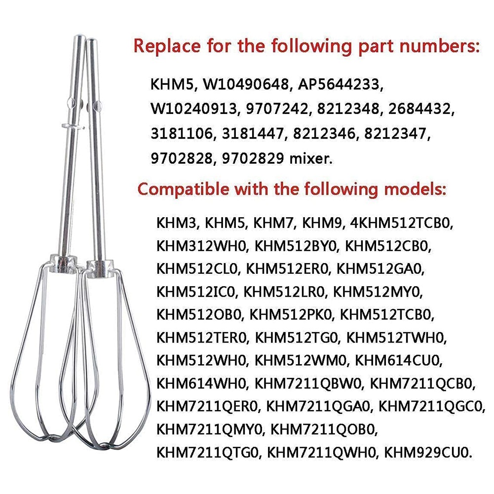 Kitchenaid Mixer Hand Mixer - [B25B!】 W10490648 & KHMPW Rührbesen für