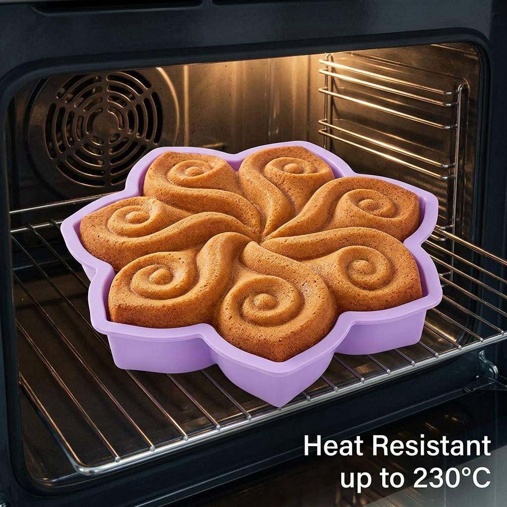 Kitchen Handy Gadgets - Große Blumen-Silikon-Kuchenform Spiralförmige Backform 3D Blumenmuster