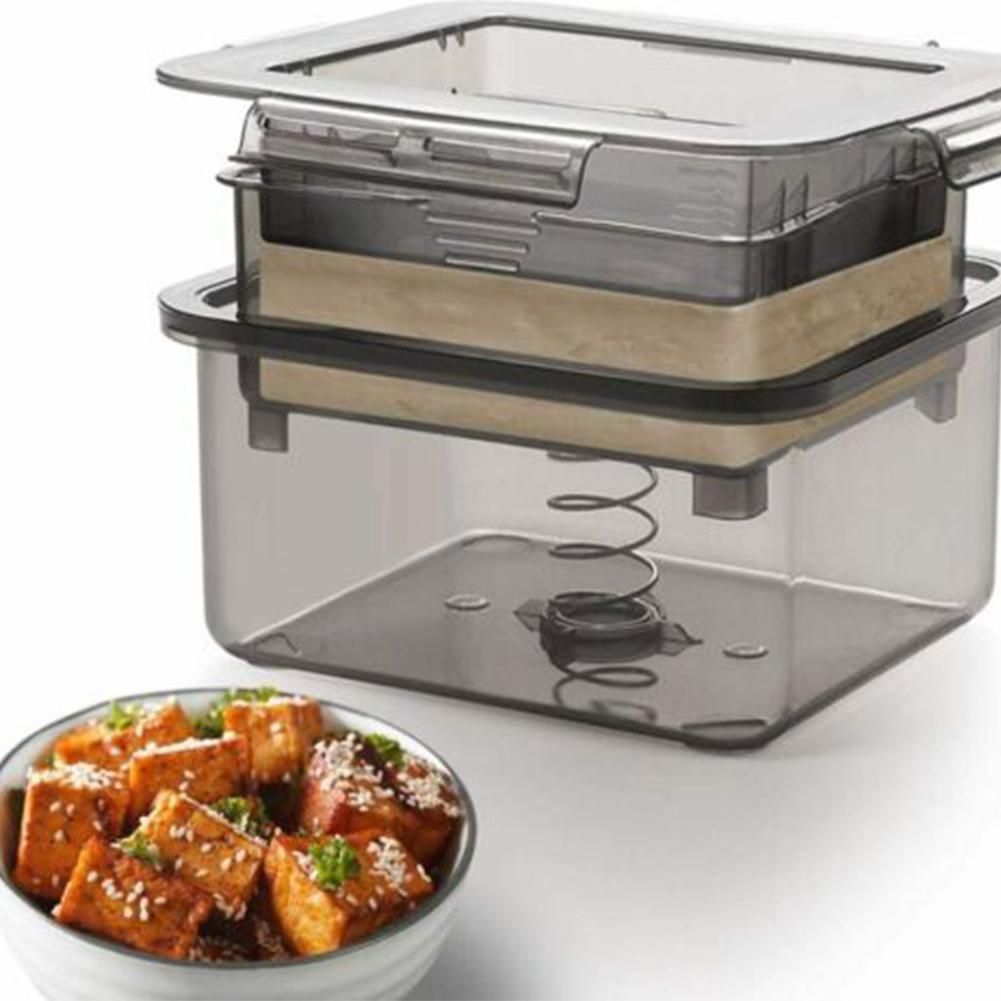 Kitchen Gadgets Built In - Tofu-Presspresse, sichere Form, integrierte Wasserentfernung, Abtropffläche,