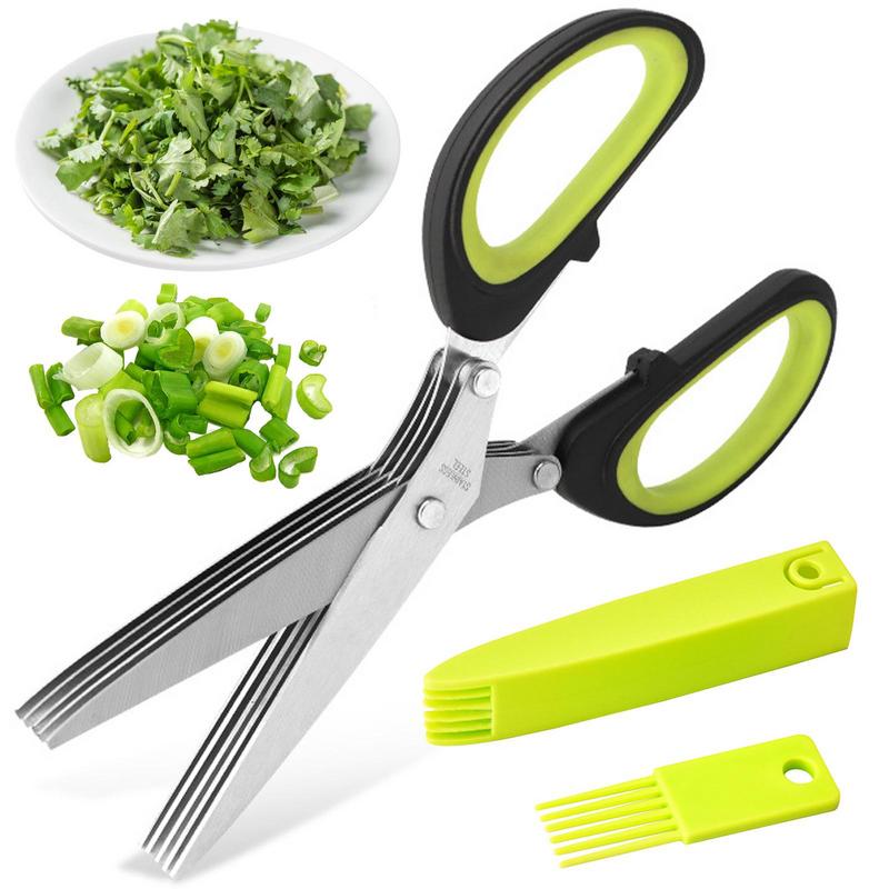 Herb Scissors 5 Blade - Mehrschichtige Schere, Küchenschere, 5-Klingen-Edelstahl, Frühlingszwiebelschneider, Laver,