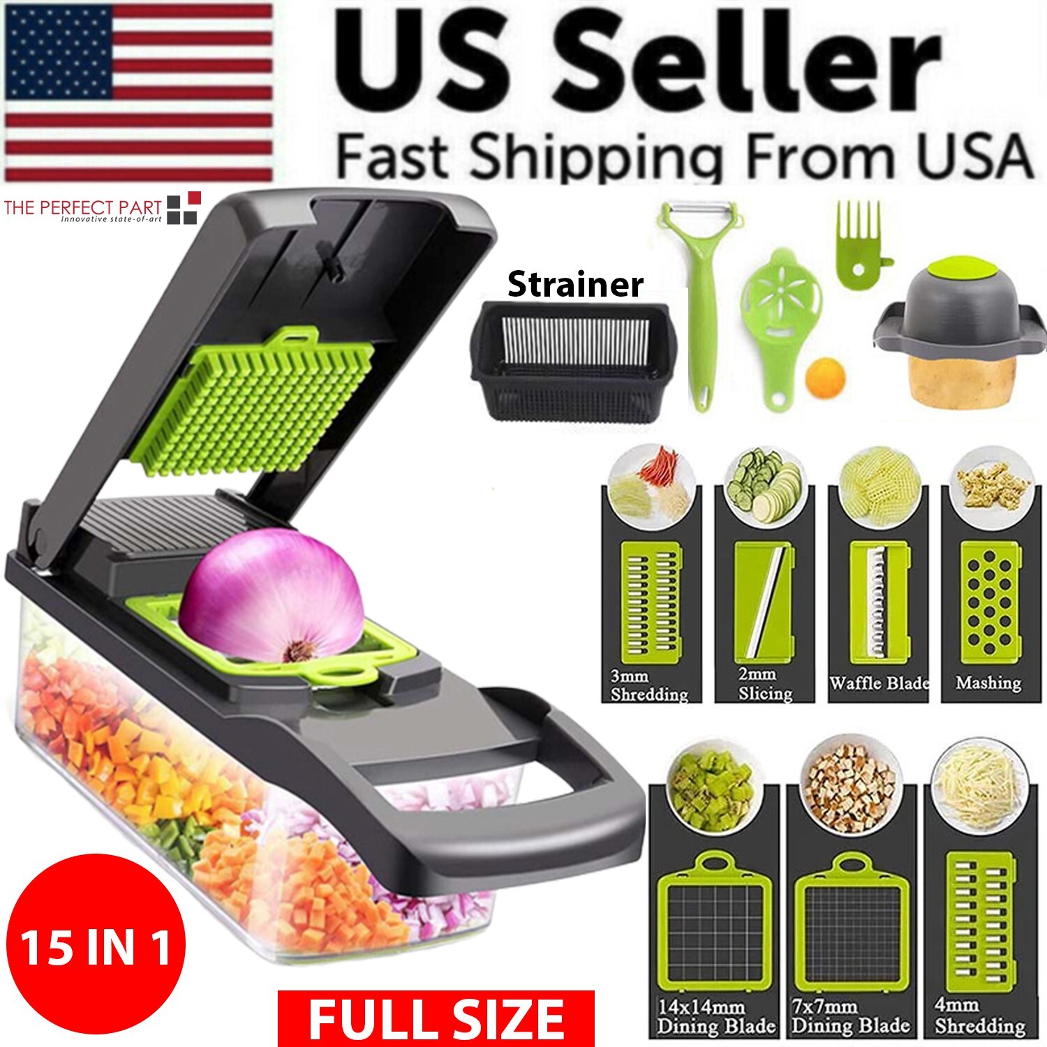 Vegetable Chopper - 15-in-1 Gemüse- und Obstschneider, Zwiebel- und