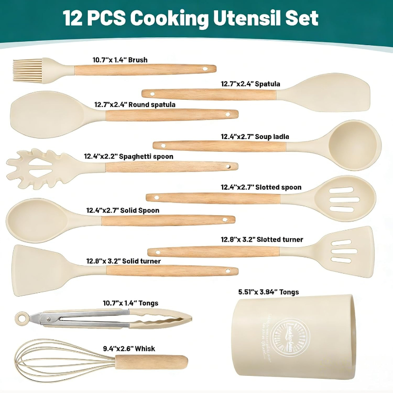 Holzgriff Silikon Küchenutensi – Kitchen Gadgets And Utensils Bewertung und Preis